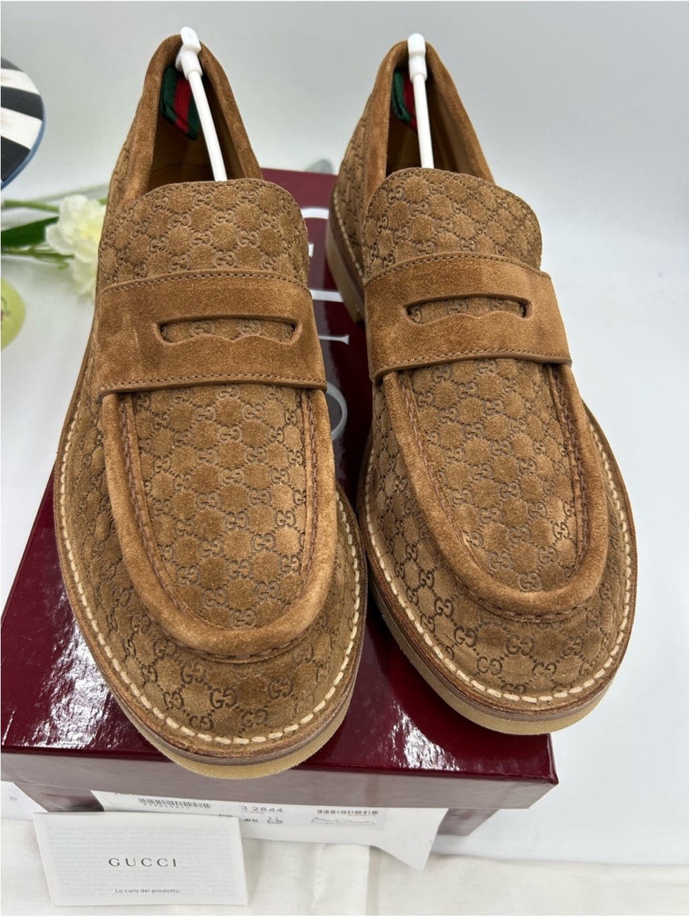 Men’s Gucci GG monogram web loafers size 11 fits 11.5 US made in Italy - Picture 3 of 9